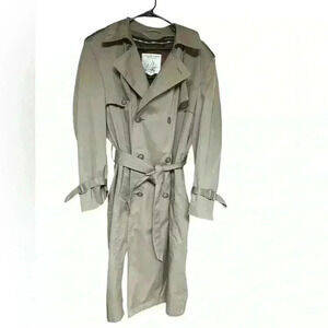 London Fog Vtg Clipper Mist All Weather Trench Coat Removable Fur Lined 40R